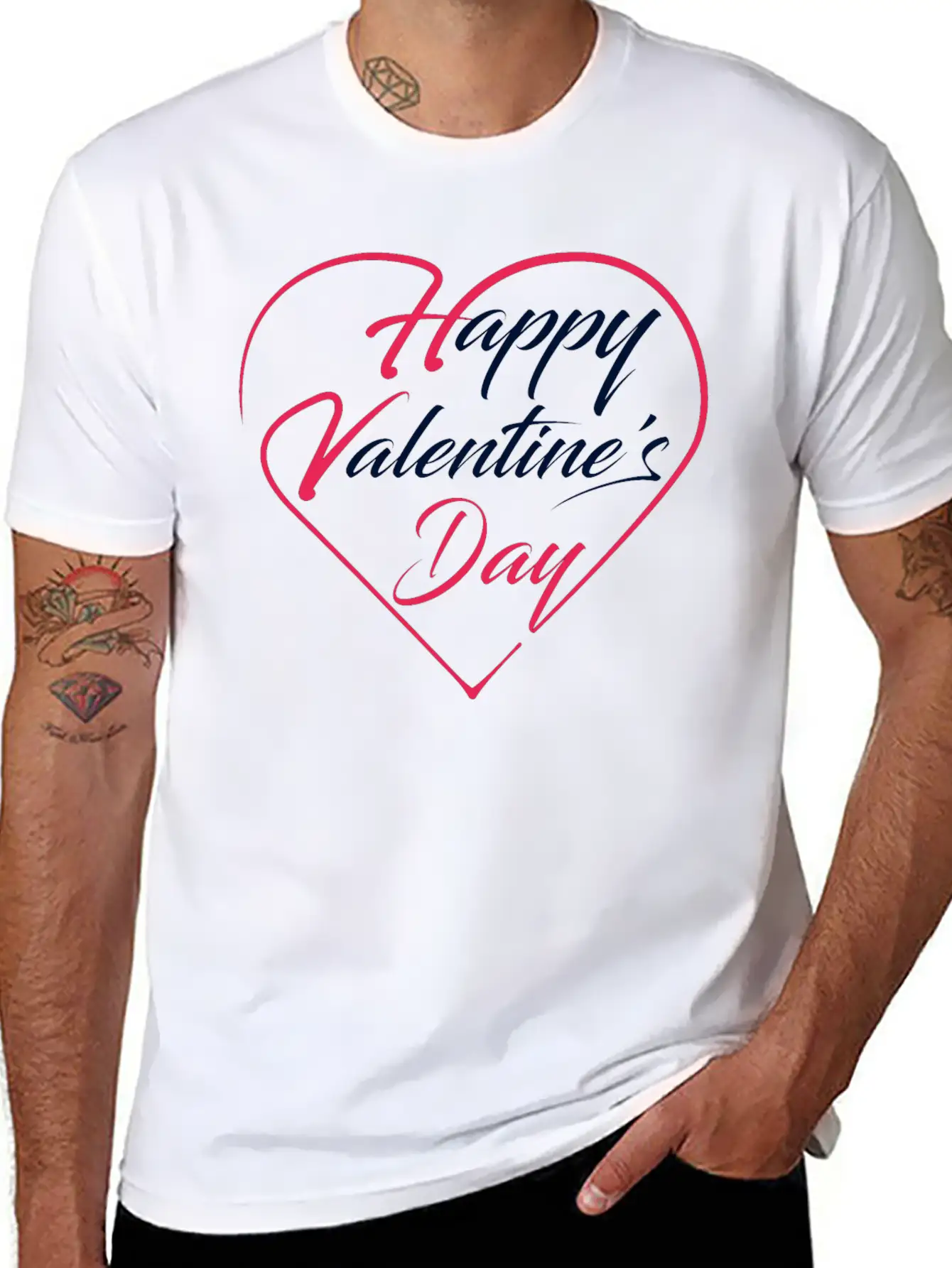Happy Valentine's Day Unisex Short Sleeve Soft Cotton T-Shirt – Casual Everyday Wear