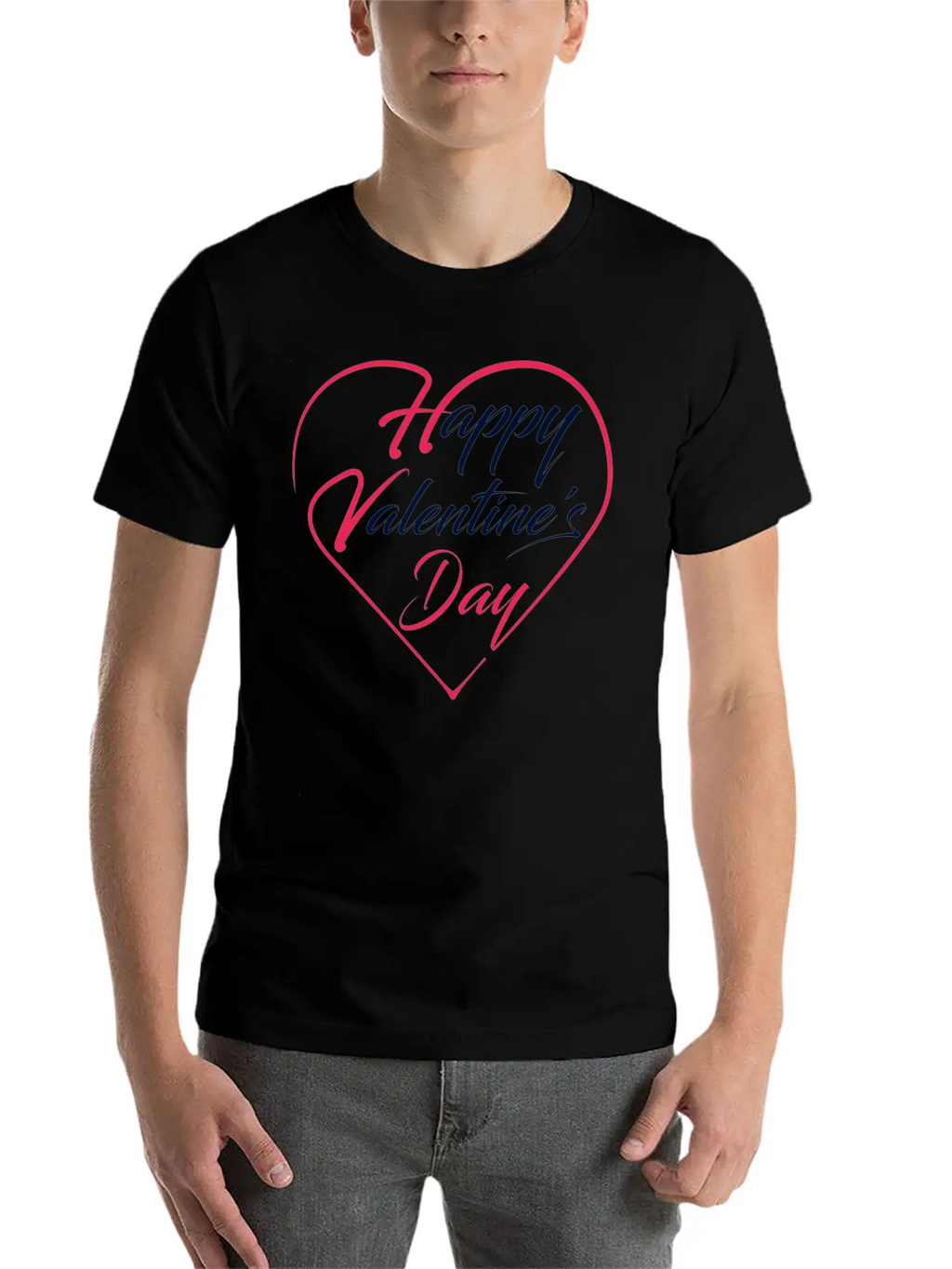 Happy Valentine's Day Unisex Short Sleeve Soft Cotton T-Shirt – Casual Everyday Wear