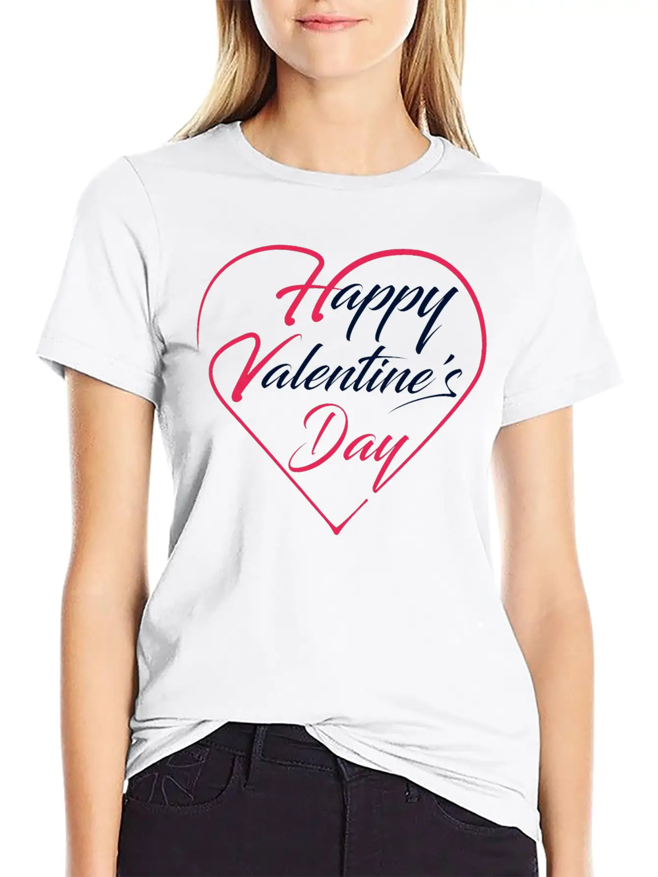 Happy Valentine's Day Unisex Short Sleeve Soft Cotton T-Shirt – Casual Everyday Wear