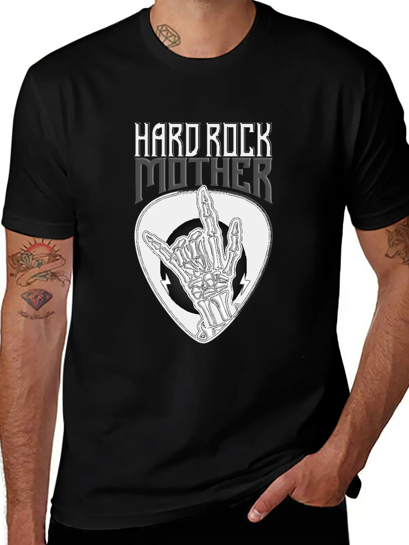Hard Rock Mother Rock Hand Sign Unisex Short Sleeve Soft Cotton T-Shirt – Casual Everyday Wear