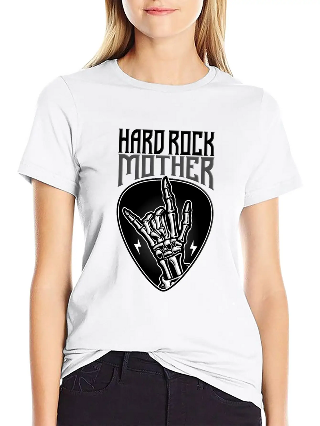 Hard Rock Mother Rock Hand Sign Unisex Short Sleeve Soft Cotton T-Shirt – Casual Everyday Wear