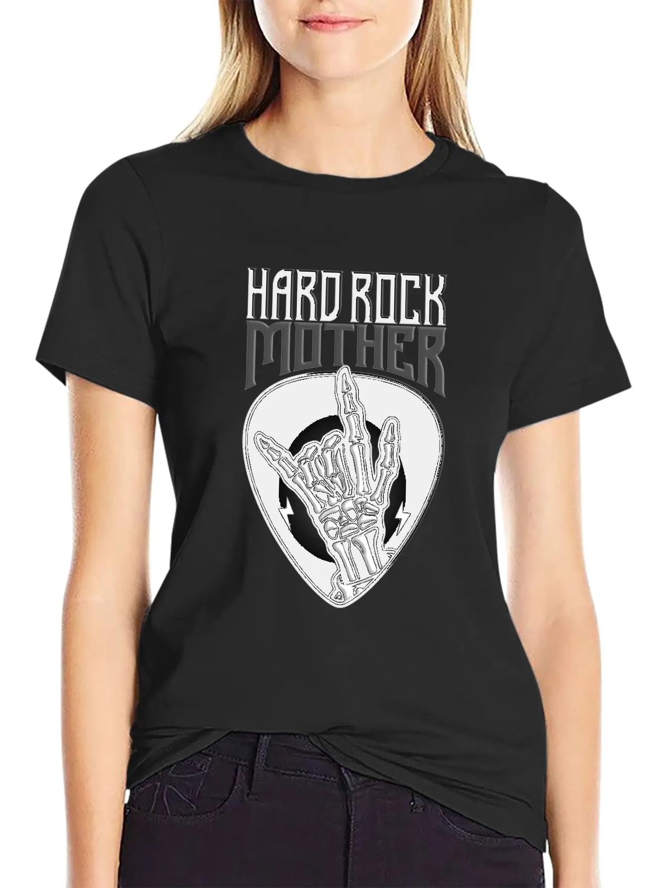 Hard Rock Mother Rock Hand Sign Unisex Short Sleeve Soft Cotton T-Shirt – Casual Everyday Wear
