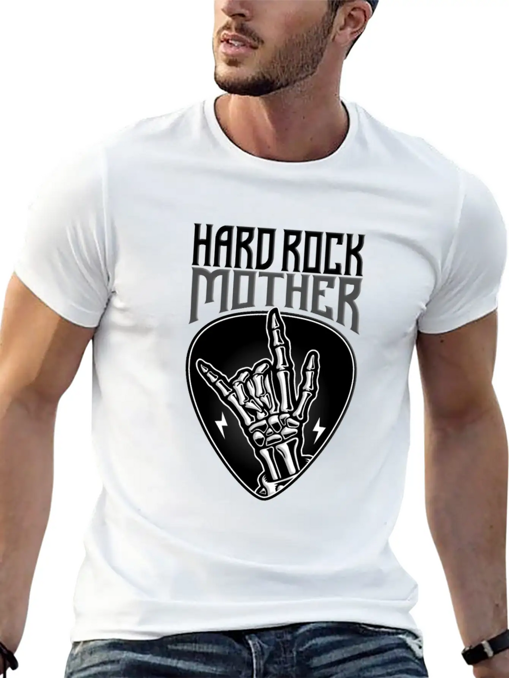 Hard Rock Mother Rock Hand Sign Unisex Short Sleeve Soft Cotton T-Shirt – Casual Everyday Wear