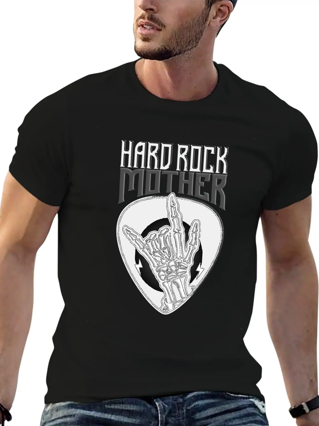 Hard Rock Mother Rock Hand Sign Unisex Short Sleeve Soft Cotton T-Shirt – Casual Everyday Wear