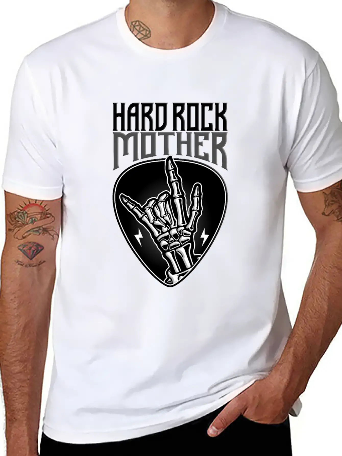 Hard Rock Mother Rock Hand Sign Unisex Short Sleeve Soft Cotton T-Shirt – Casual Everyday Wear