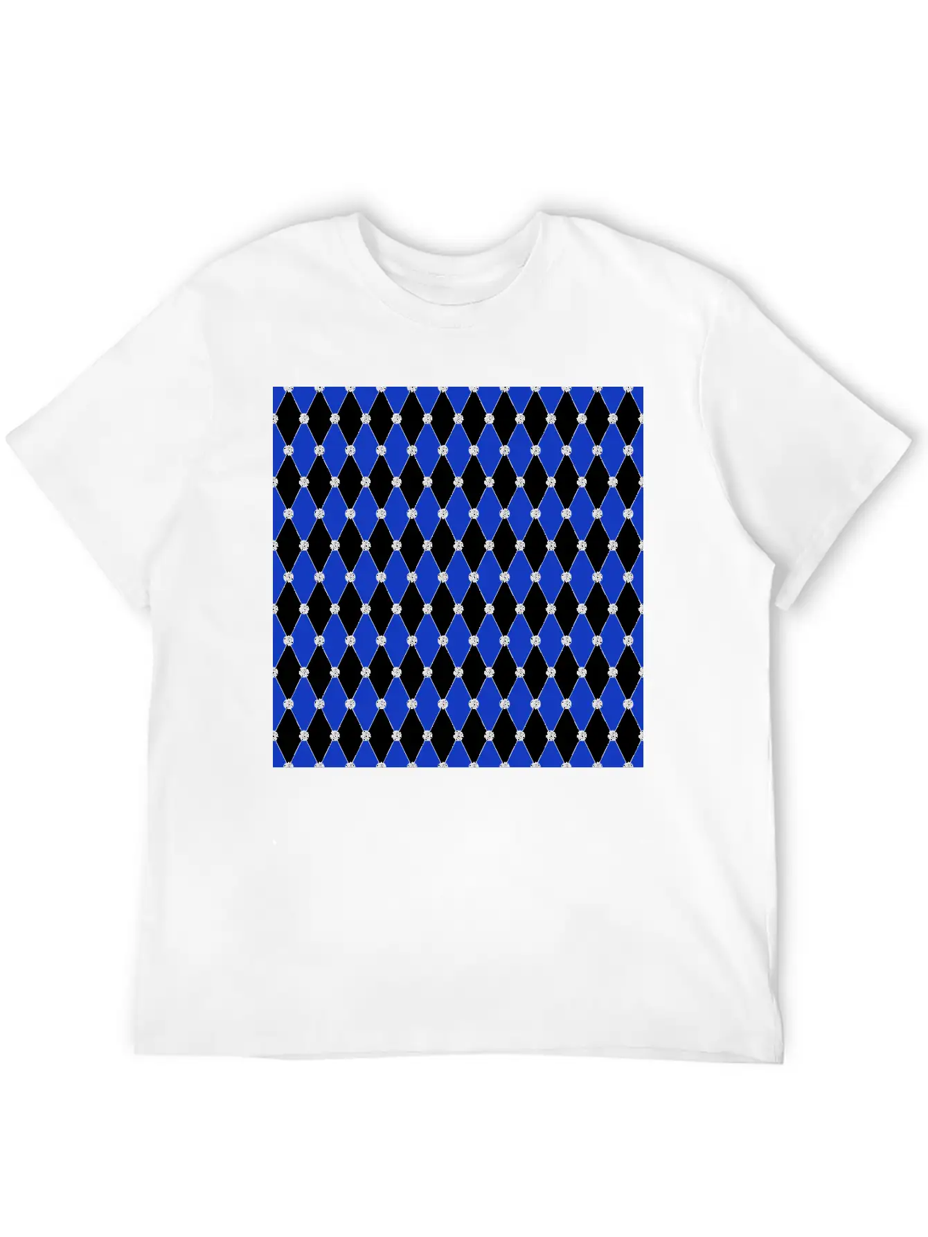 Harlequin Blue Diamond Geometric Forms Rhombus Unisex Casual T-Shirt – Clean Design For Daily Comfort