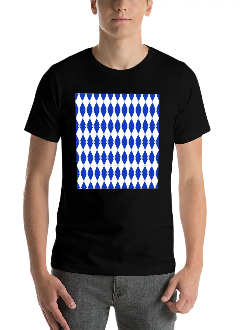 Harlequin Blue Diamond Geometric Forms Rhombus Unisex Casual T-Shirt – Clean Design For Daily Comfort