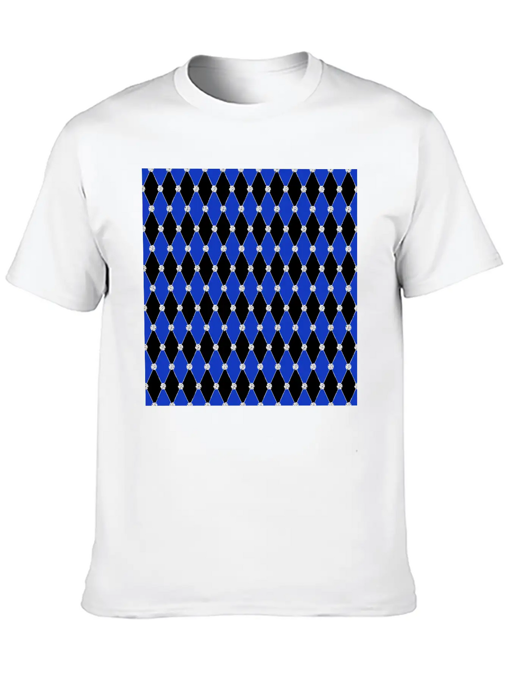 Harlequin Blue Diamond Geometric Forms Rhombus Unisex Casual T-Shirt – Clean Design For Daily Comfort