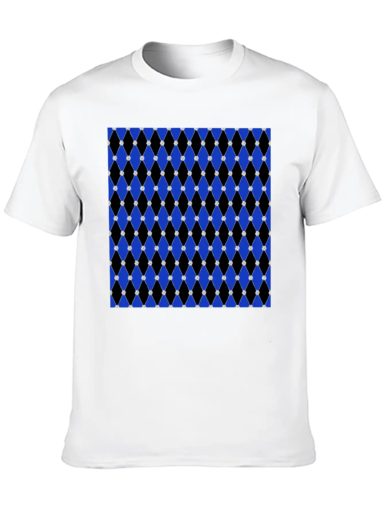 Harlequin Blue Diamond Geometric Forms Rhombus Unisex Casual T-Shirt – Clean Design For Daily Comfort