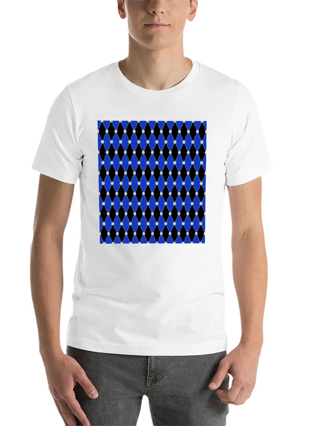 Harlequin Blue Diamond Geometric Forms Rhombus Unisex Casual T-Shirt – Clean Design For Daily Comfort