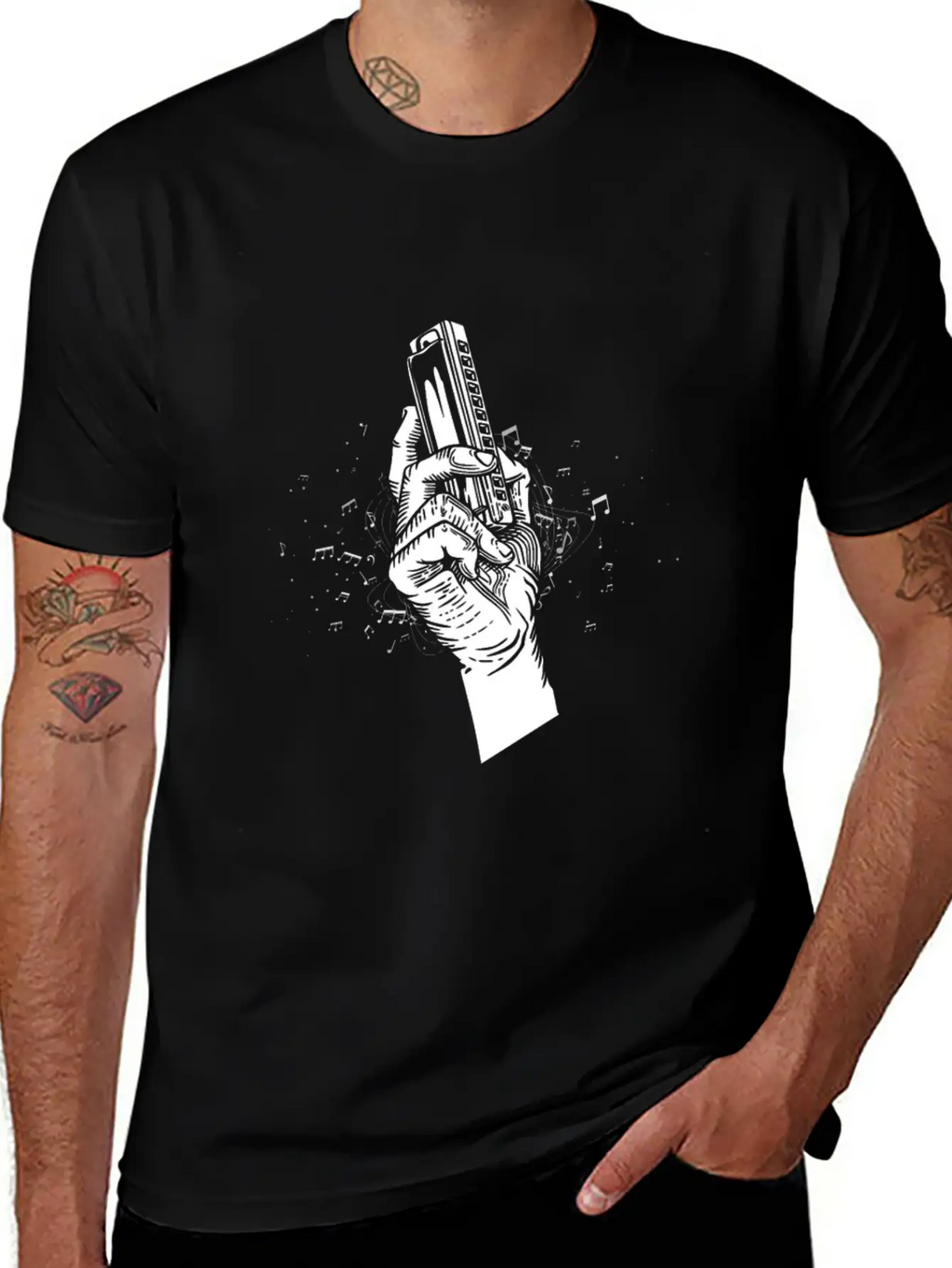 Harmonica Blues Mouth Organ Acoustic Instrument Breathable Soft Cotton T-Shirt – Timeless Casual Look