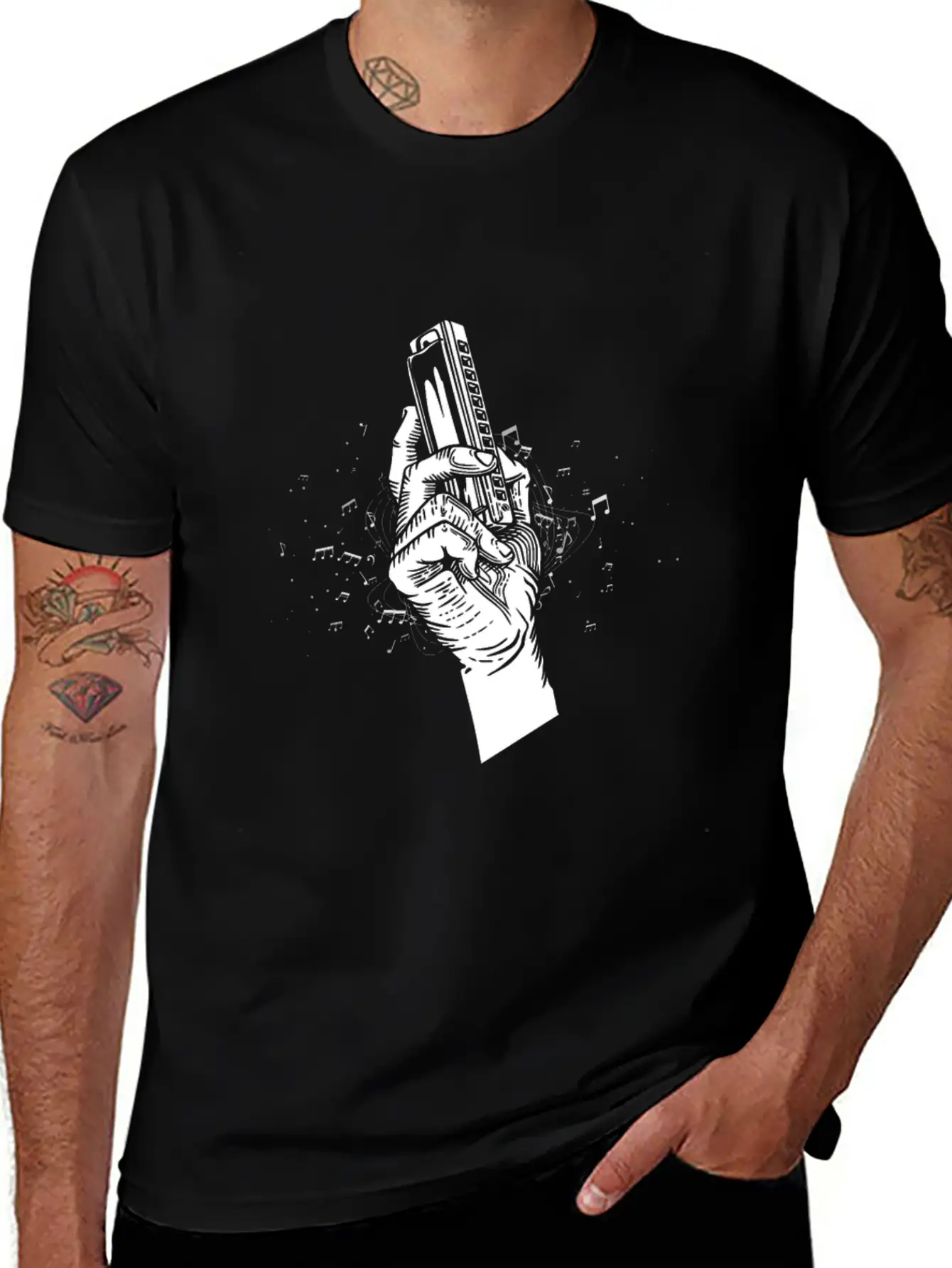 Harmonica Blues Mouth Organ Acoustic Instrument Breathable Soft Cotton T-Shirt – Timeless Casual Look
