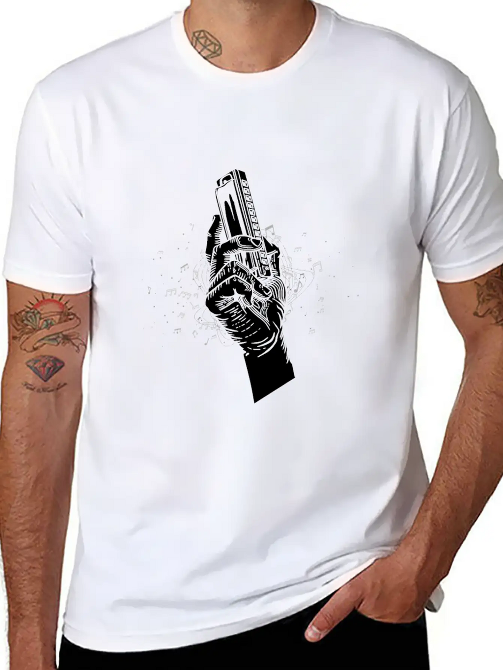 Harmonica Blues Mouth Organ Acoustic Instrument Breathable Soft Cotton T-Shirt – Timeless Casual Look