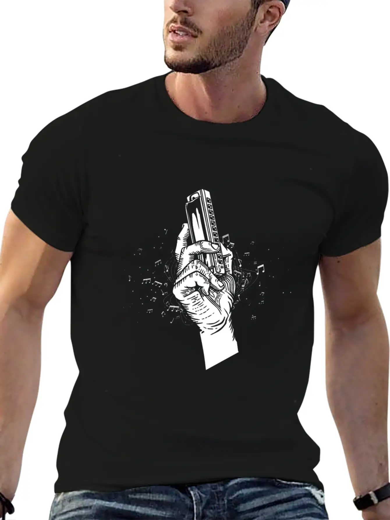 Harmonica Blues Mouth Organ Acoustic Instrument Breathable Soft Cotton T-Shirt – Timeless Casual Look