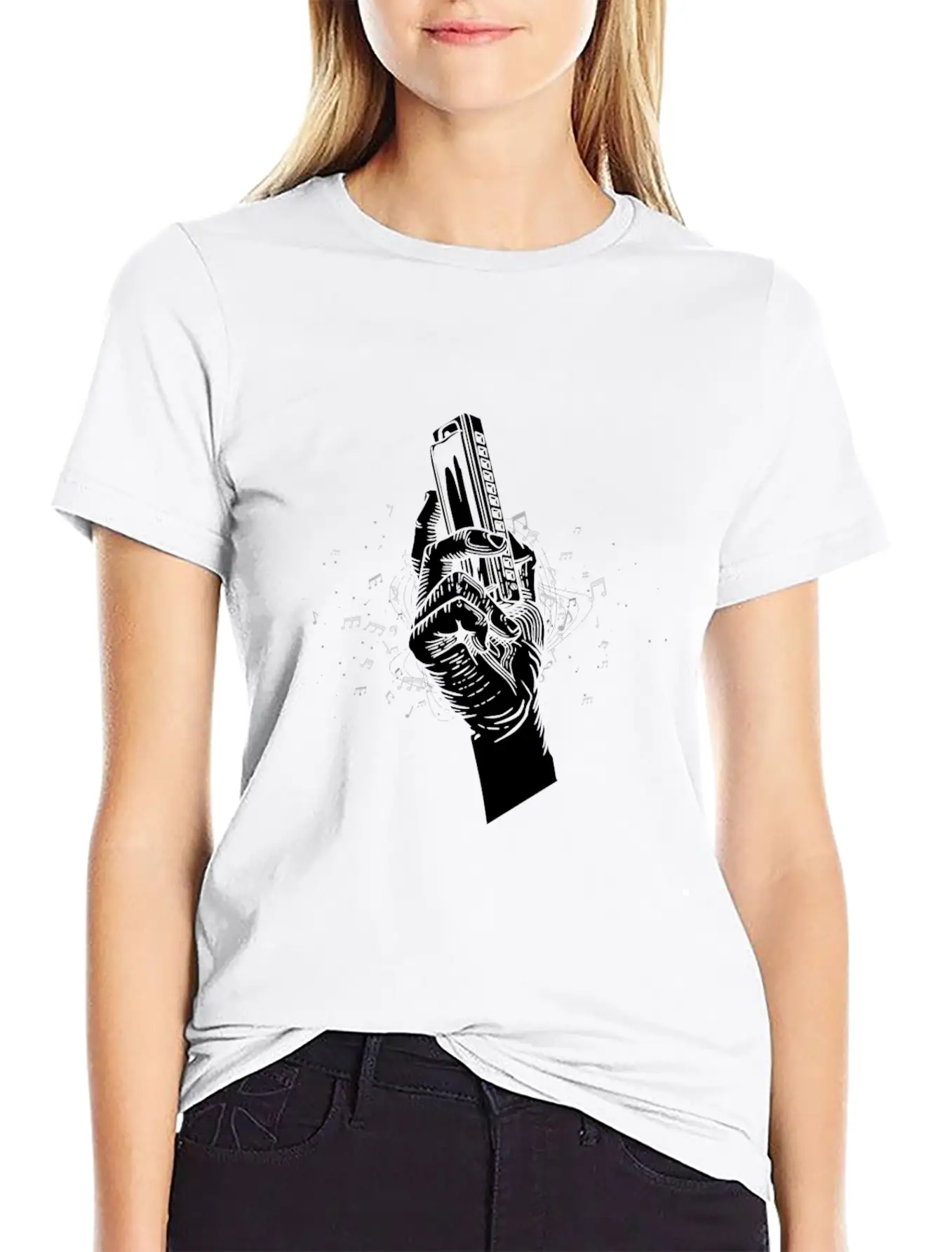 Harmonica Blues Mouth Organ Acoustic Instrument Breathable Soft Cotton T-Shirt – Timeless Casual Look