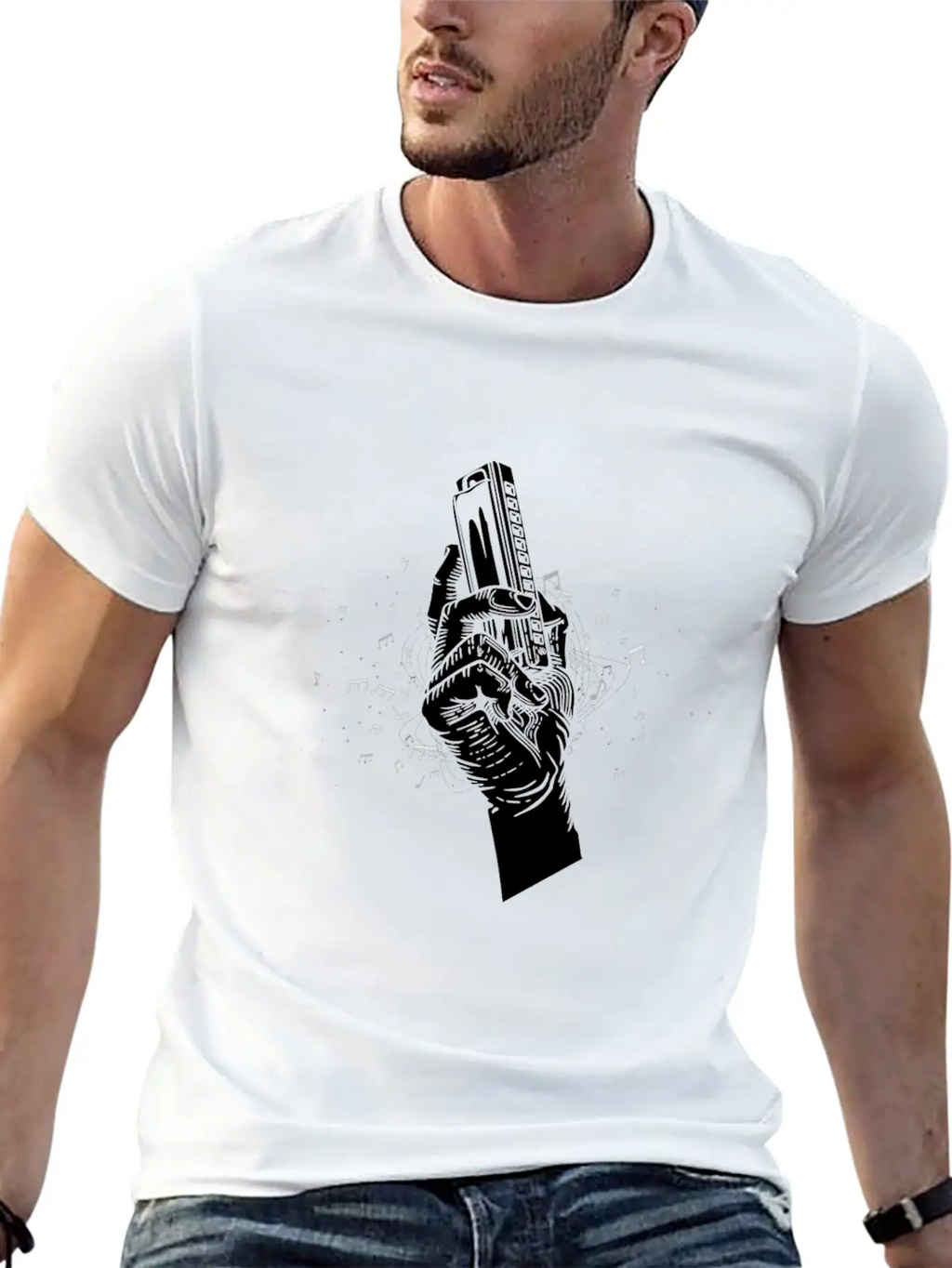 Harmonica Blues Mouth Organ Acoustic Instrument Breathable Soft Cotton T-Shirt – Timeless Casual Look