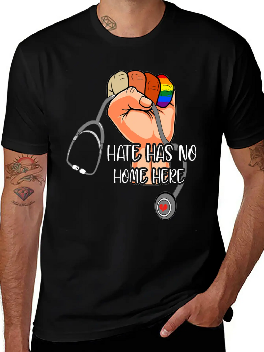 Hate Has No Home Here Strong Nurse Life Anti Hate Unisex Casual T-Shirt – Clean Design For Daily Comfort