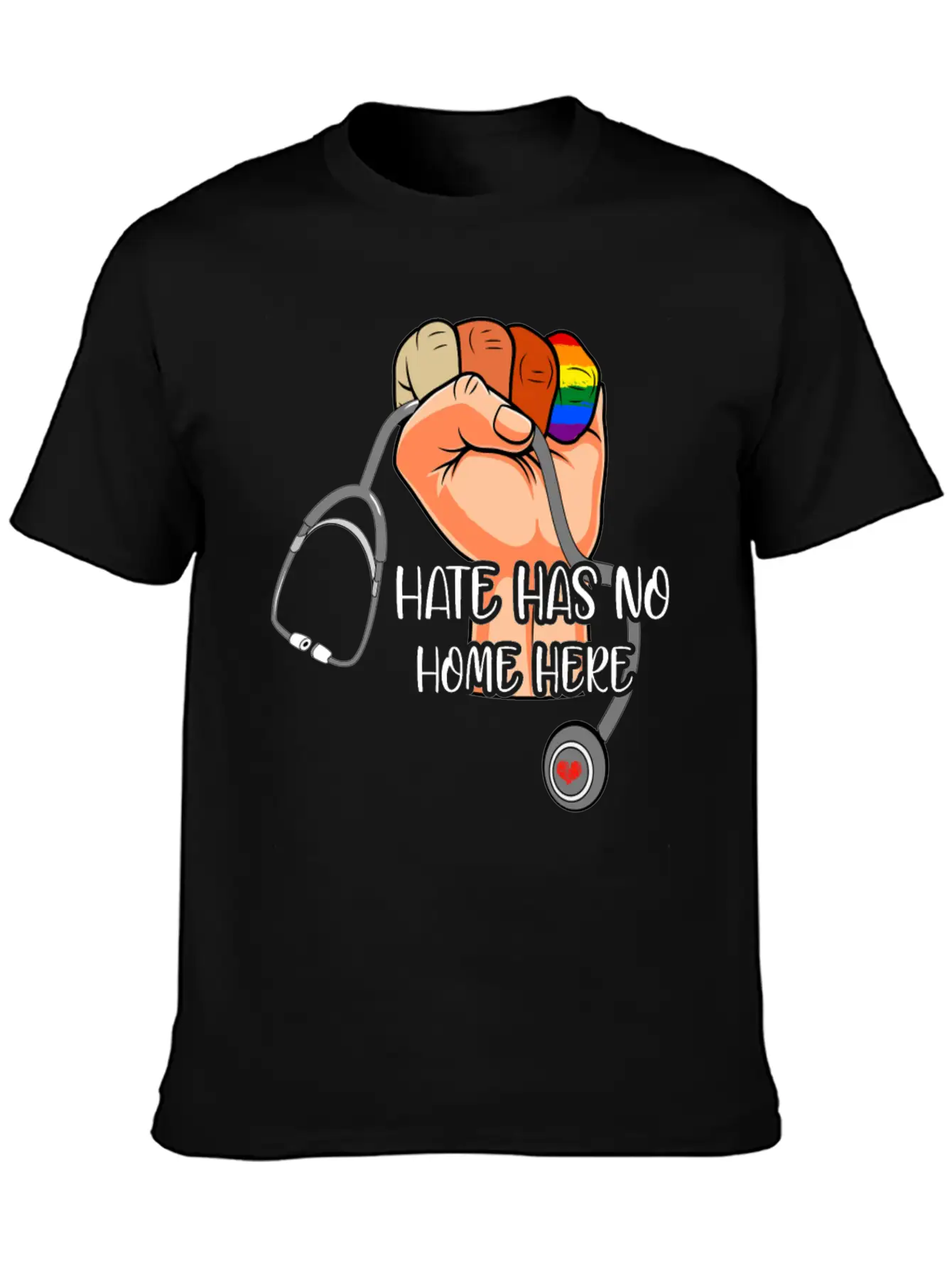Hate Has No Home Here Strong Nurse Life Anti Hate Unisex Casual T-Shirt – Clean Design For Daily Comfort