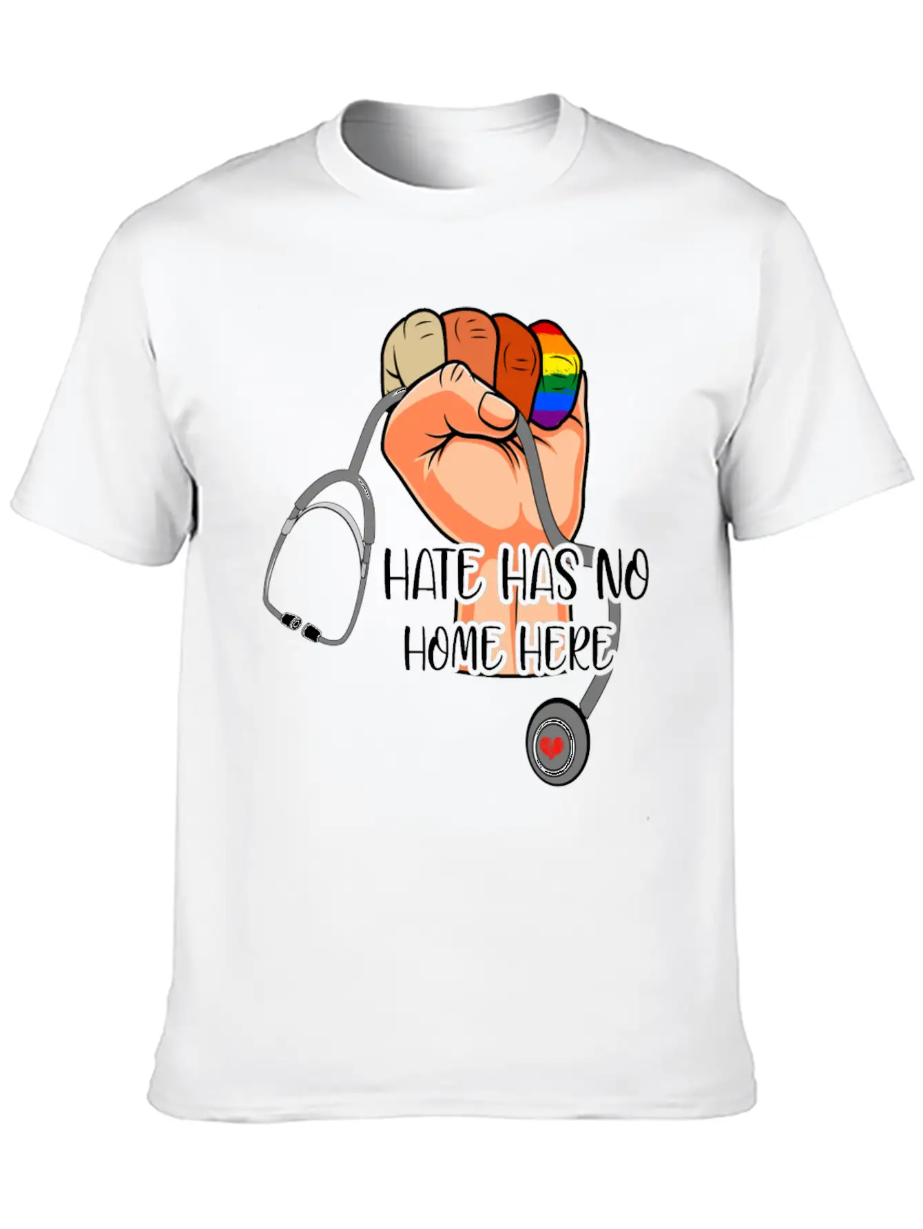 Hate Has No Home Here Strong Nurse Life Anti Hate Unisex Casual T-Shirt – Clean Design For Daily Comfort