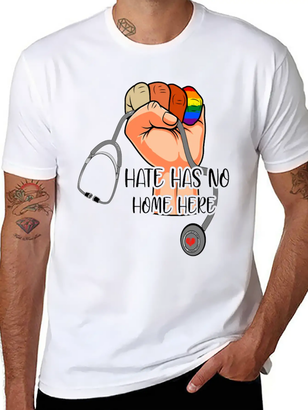 Hate Has No Home Here Strong Nurse Life Anti Hate Unisex Casual T-Shirt – Clean Design For Daily Comfort