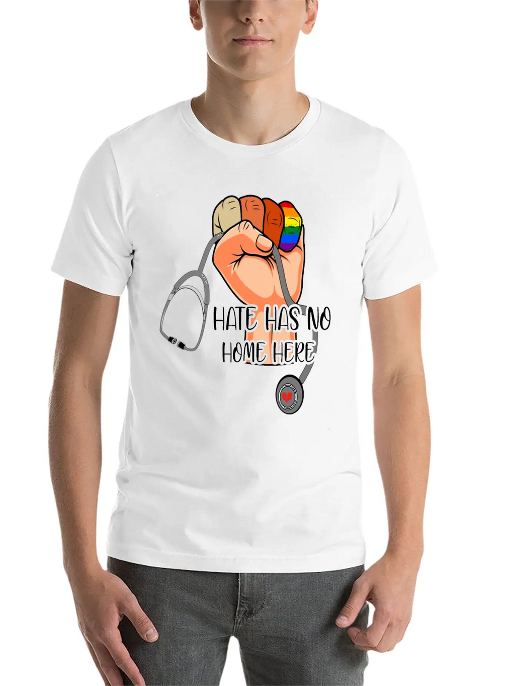 Hate Has No Home Here Strong Nurse Life Anti Hate Unisex Casual T-Shirt – Clean Design For Daily Comfort