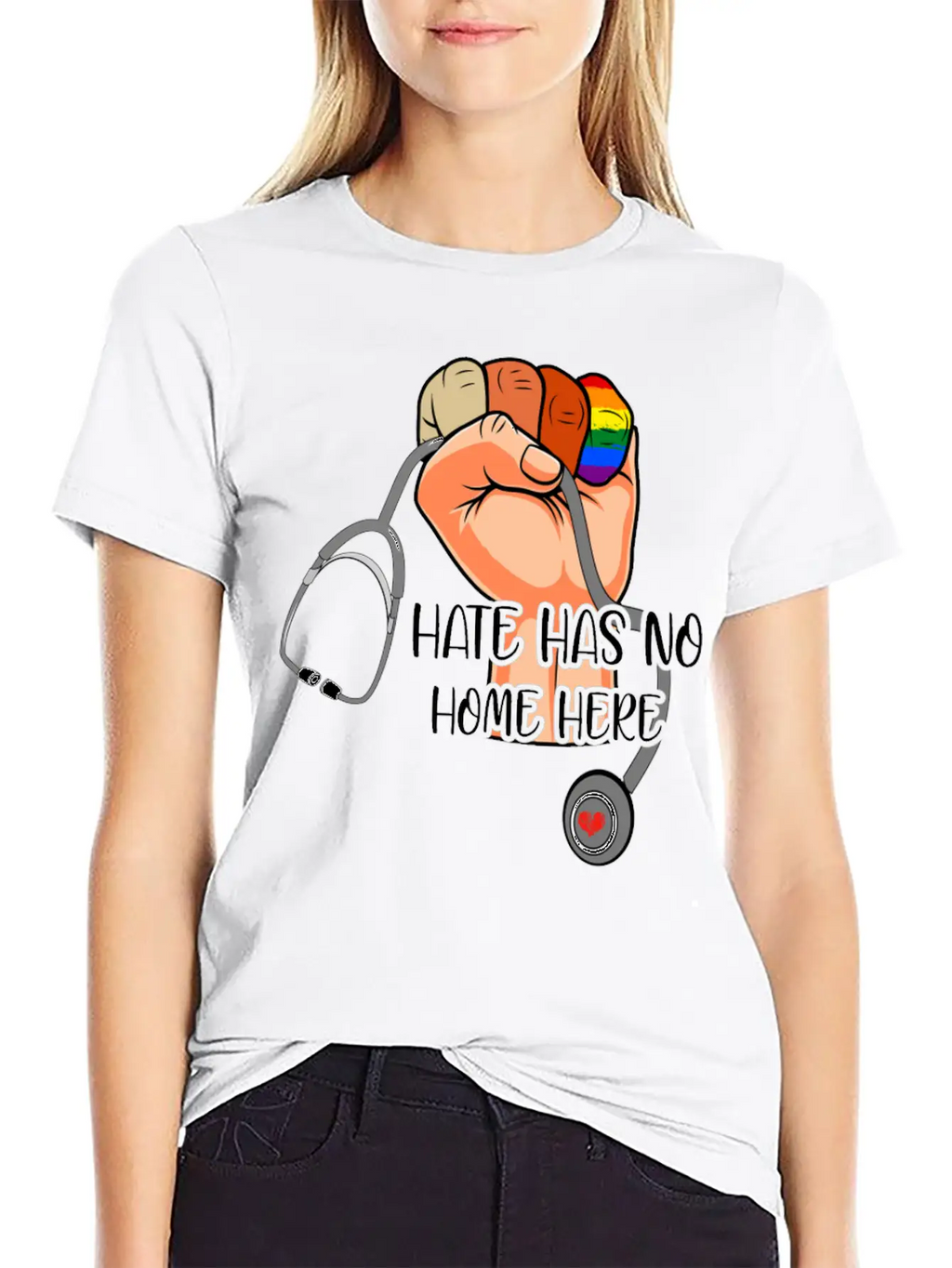 Hate Has No Home Here Strong Nurse Life Anti Hate Unisex Casual T-Shirt – Clean Design For Daily Comfort