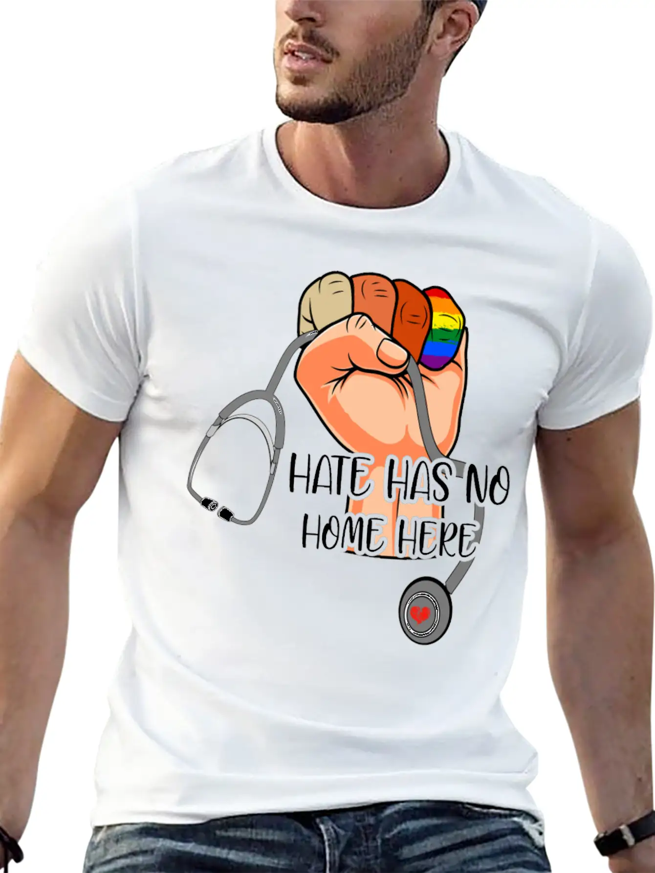 Hate Has No Home Here Strong Nurse Life Anti Hate Unisex Casual T-Shirt – Clean Design For Daily Comfort