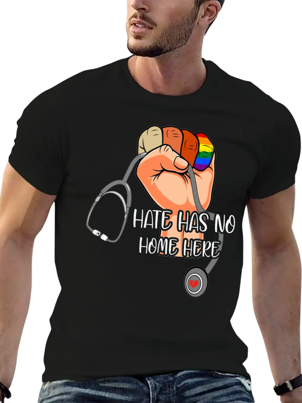 Hate Has No Home Here Strong Nurse Life Anti Hate Unisex Casual T-Shirt – Clean Design For Daily Comfort