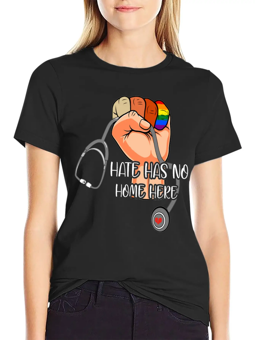Hate Has No Home Here Strong Nurse Life Anti Hate Unisex Casual T-Shirt – Clean Design For Daily Comfort