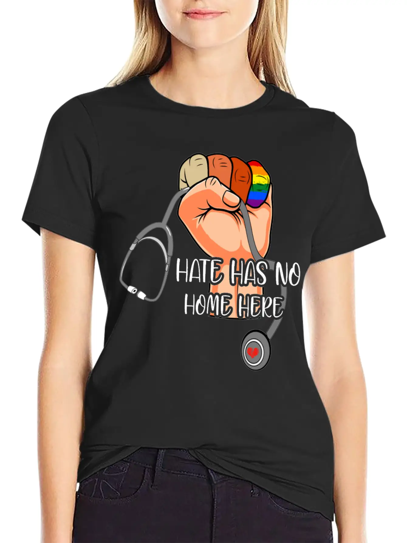 Hate Has No Home Here Strong Nurse Life Anti Hate Unisex Casual T-Shirt – Clean Design For Daily Comfort