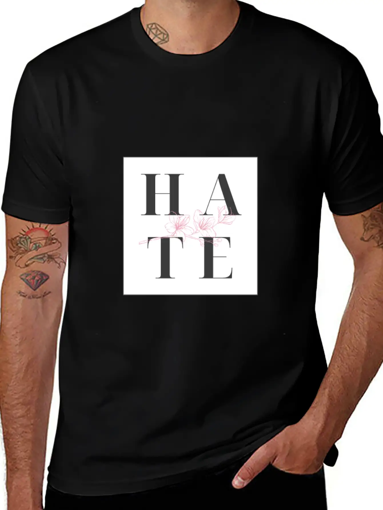 Hate Unisex Short Sleeve Soft Cotton T-Shirt – Casual Everyday Wear