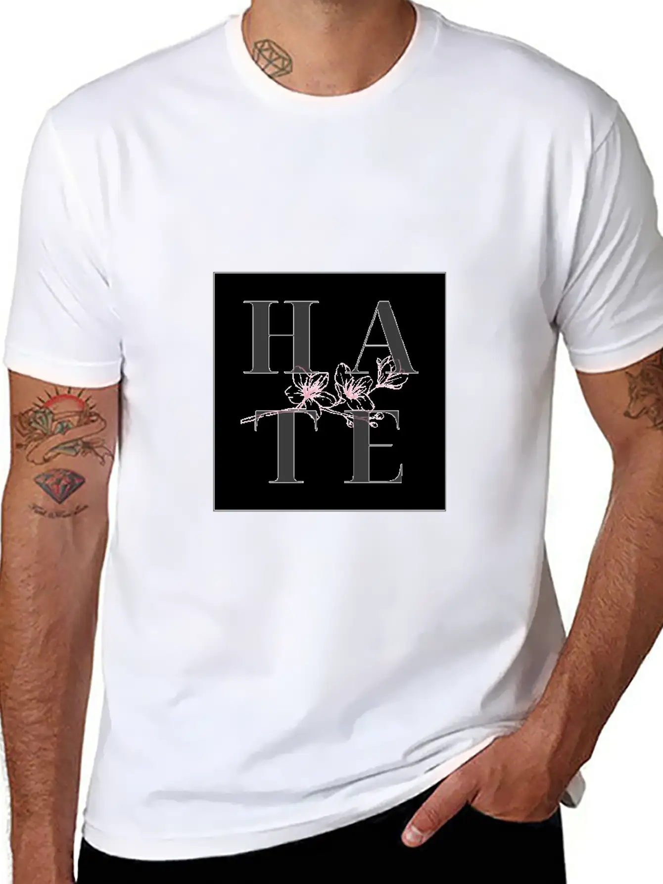 Hate Unisex Short Sleeve Soft Cotton T-Shirt – Casual Everyday Wear