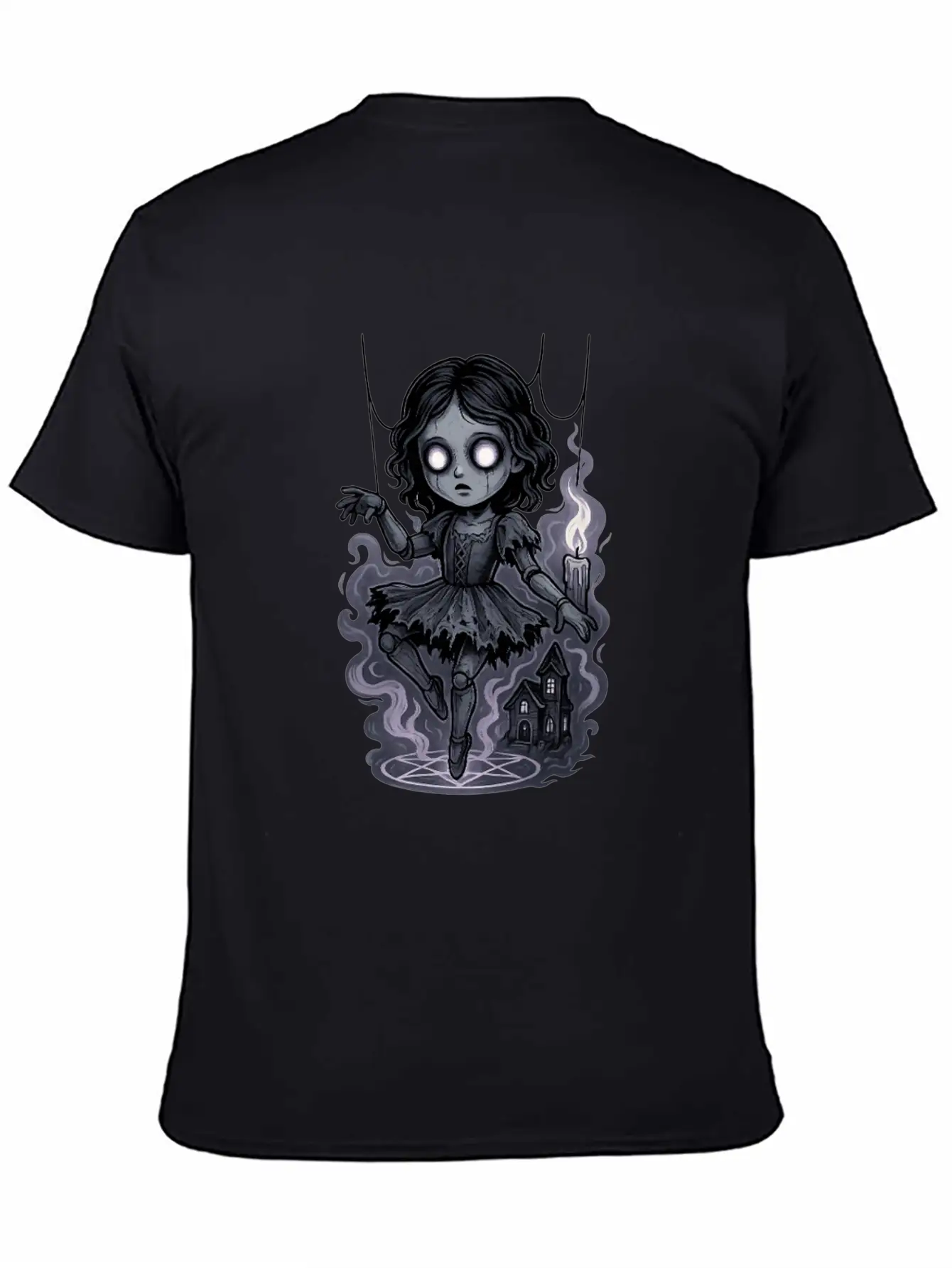 Haunted Marionette Doll Halloween Floating Horror Unisex Casual T-Shirt – Clean Design For Daily Comfort