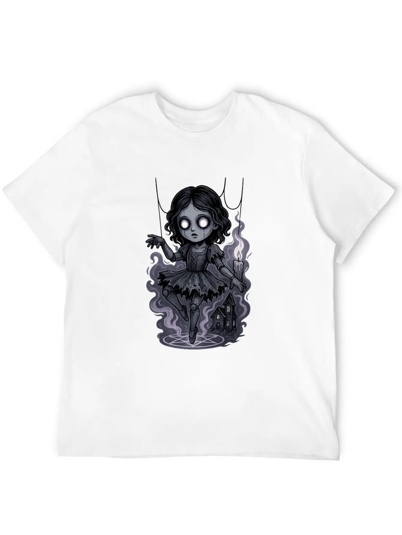 Haunted Marionette Doll Halloween Floating Horror Unisex Casual T-Shirt – Clean Design For Daily Comfort