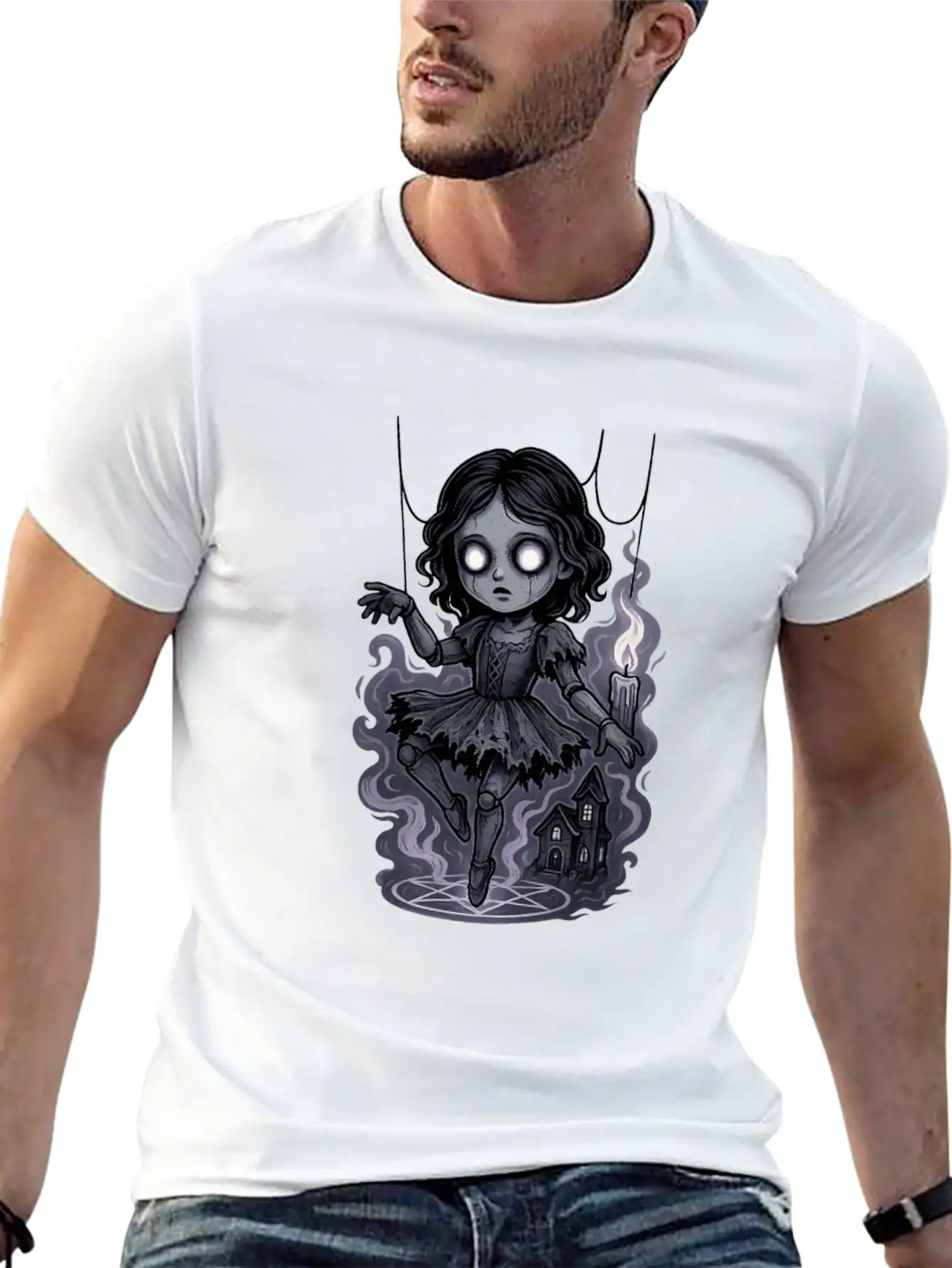 Haunted Marionette Doll Halloween Floating Horror Unisex Casual T-Shirt – Clean Design For Daily Comfort
