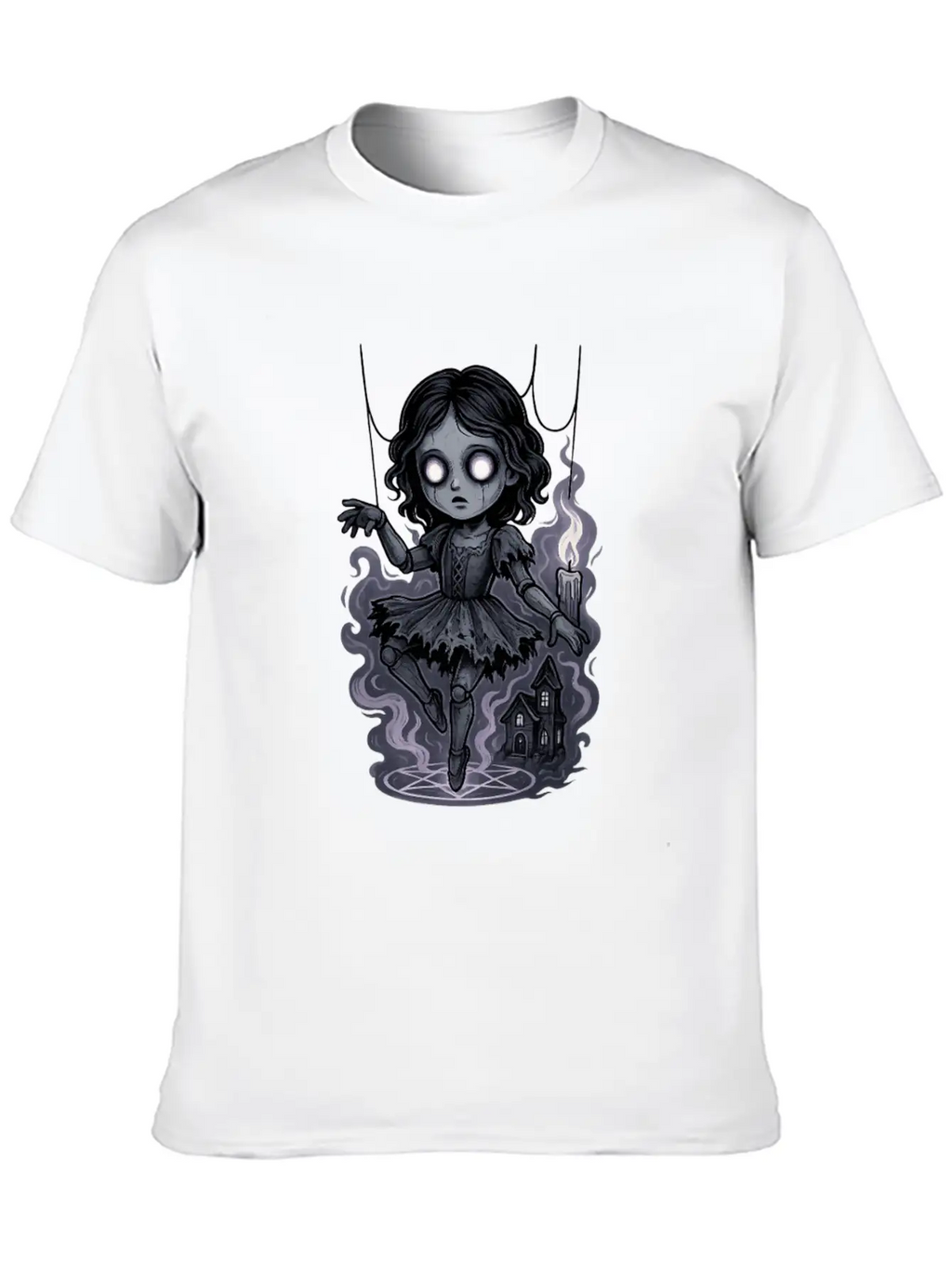 Haunted Marionette Doll Halloween Floating Horror Unisex Casual T-Shirt – Clean Design For Daily Comfort