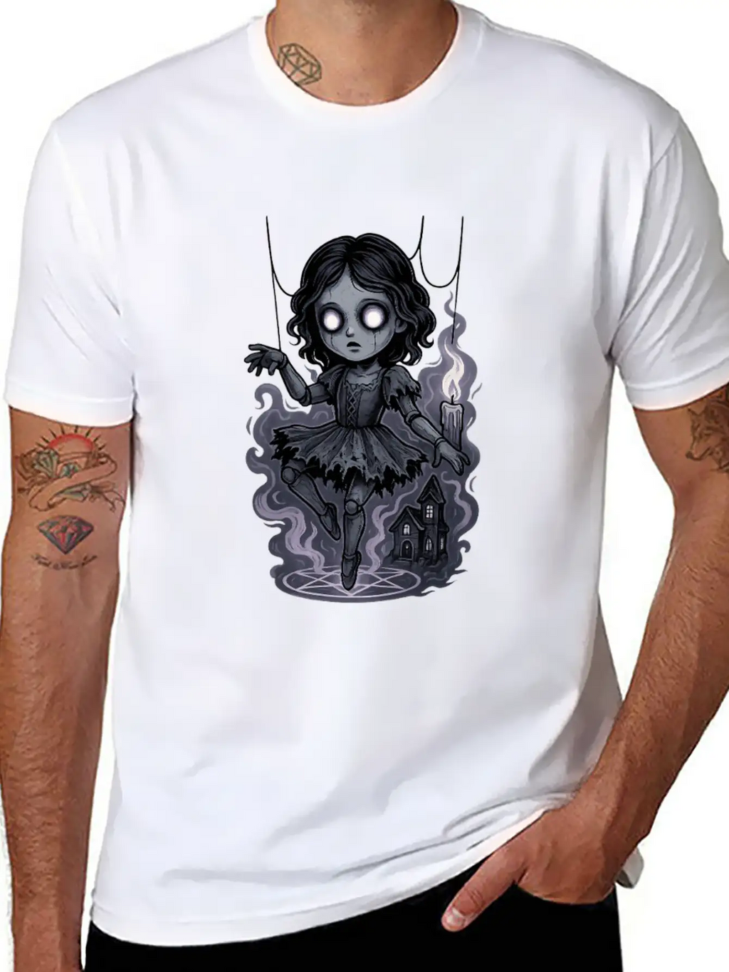 Haunted Marionette Doll Halloween Floating Horror Unisex Casual T-Shirt – Clean Design For Daily Comfort
