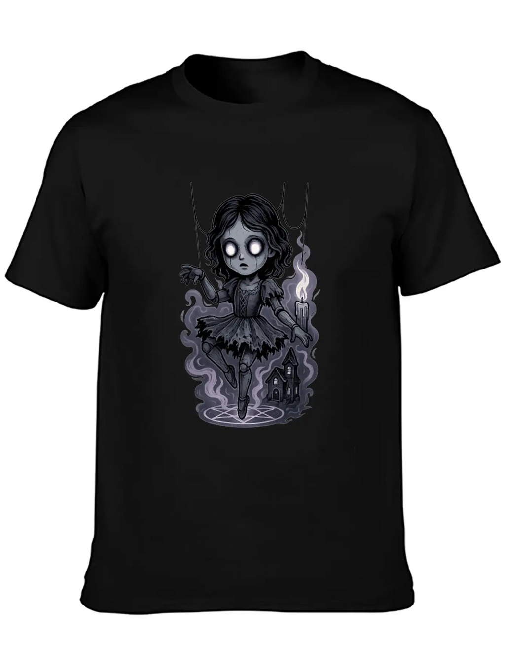 Haunted Marionette Doll Halloween Floating Horror Unisex Casual T-Shirt – Clean Design For Daily Comfort