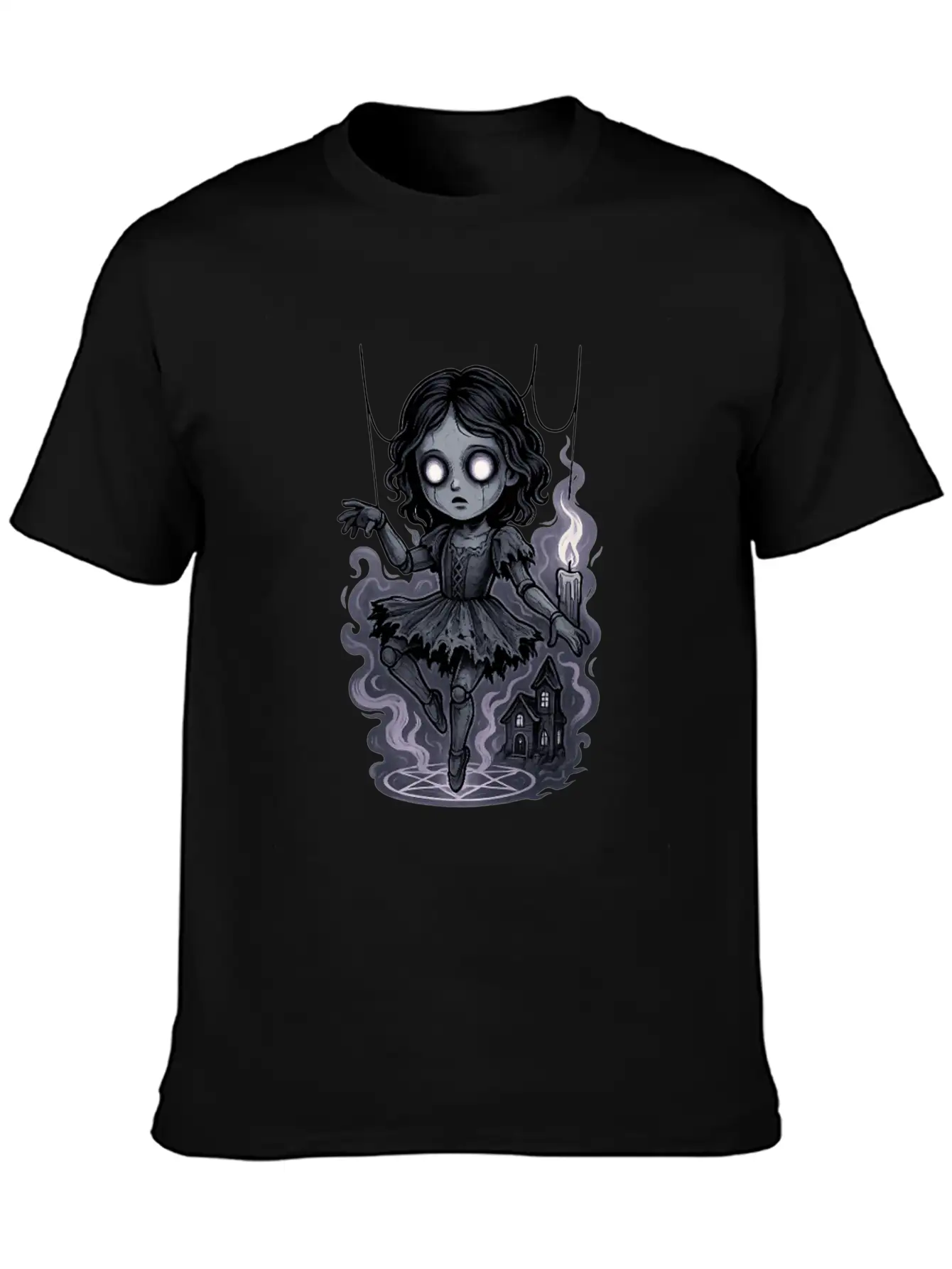 Haunted Marionette Doll Halloween Floating Horror Unisex Casual T-Shirt – Clean Design For Daily Comfort