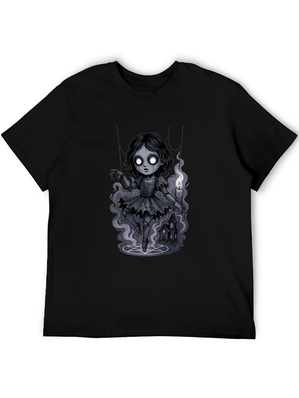 Haunted Marionette Doll Halloween Floating Horror Unisex Casual T-Shirt – Clean Design For Daily Comfort