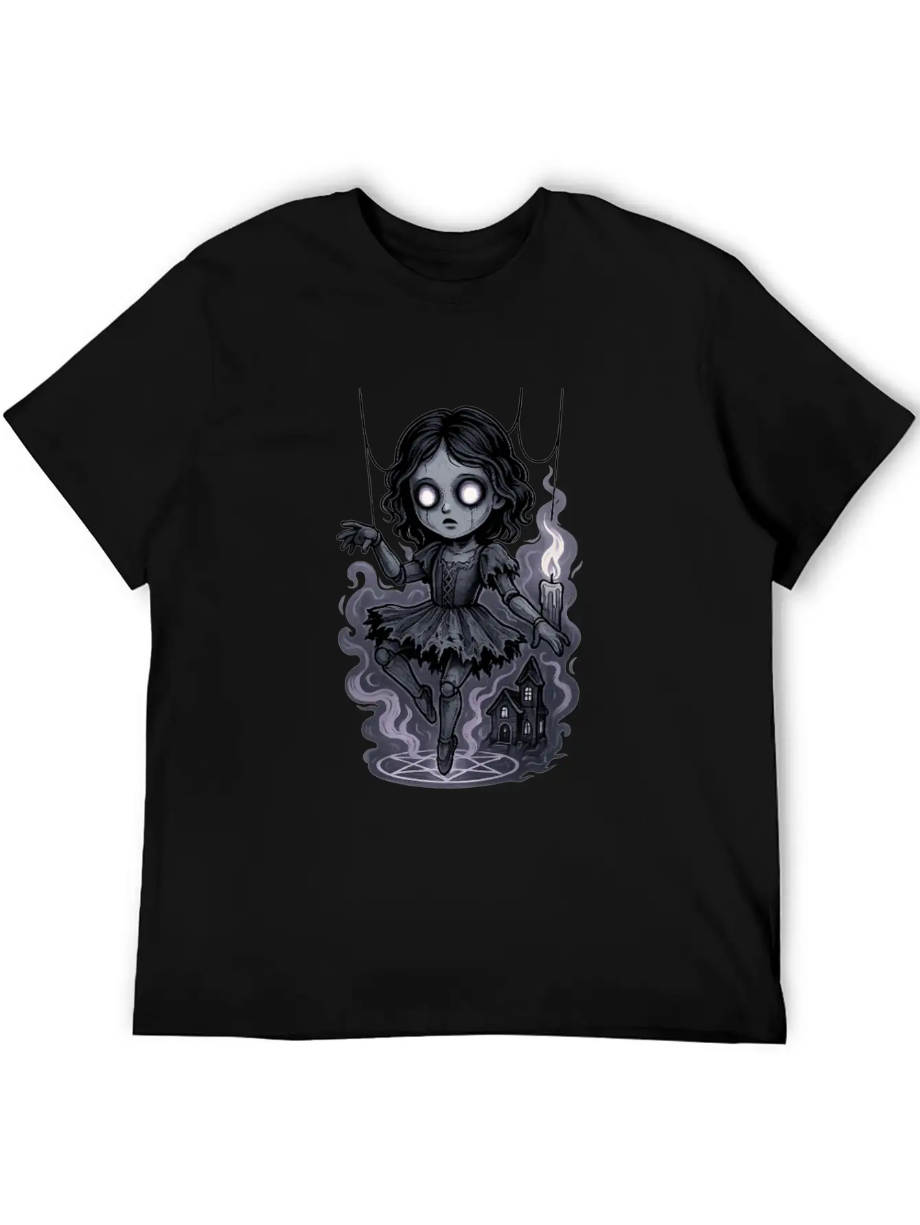 Haunted Marionette Doll Halloween Floating Horror Unisex Casual T-Shirt – Clean Design For Daily Comfort