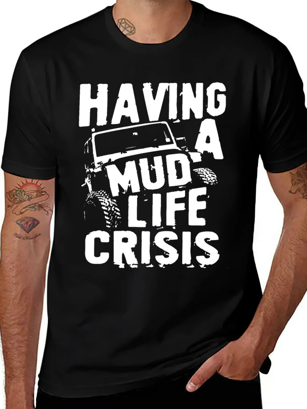 Having A Mud Life Crisis Usa 4x4 Offroading Unisex Casual T-Shirt – Clean Design For Daily Comfort