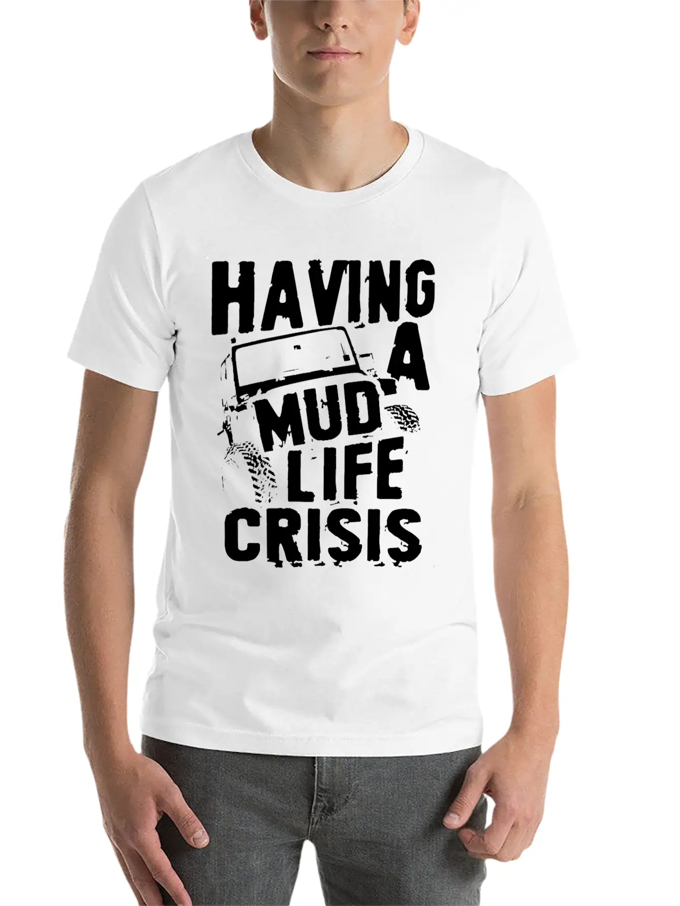 Having A Mud Life Crisis Usa 4x4 Offroading Unisex Casual T-Shirt – Clean Design For Daily Comfort