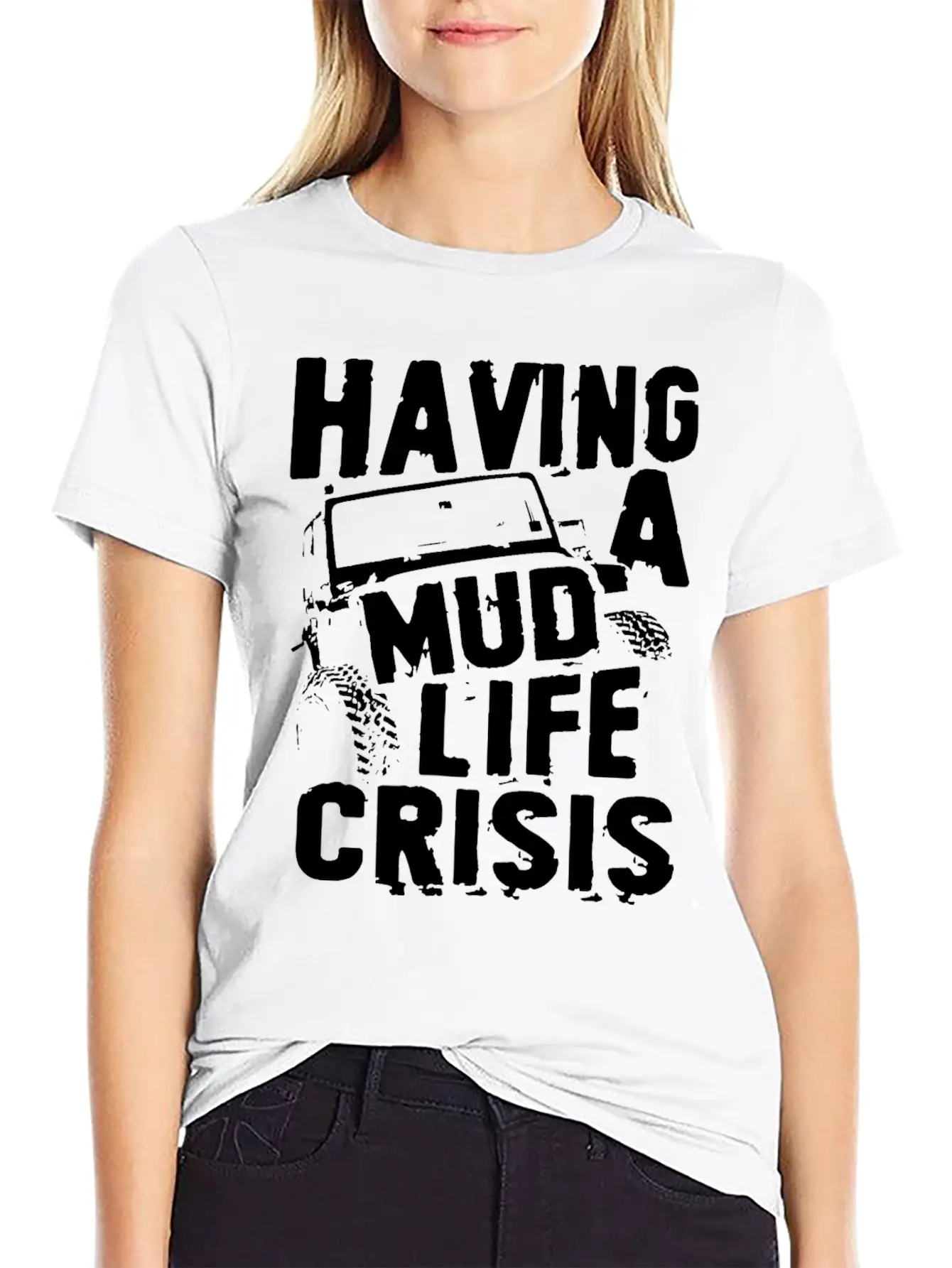 Having A Mud Life Crisis Usa 4x4 Offroading Unisex Casual T-Shirt – Clean Design For Daily Comfort
