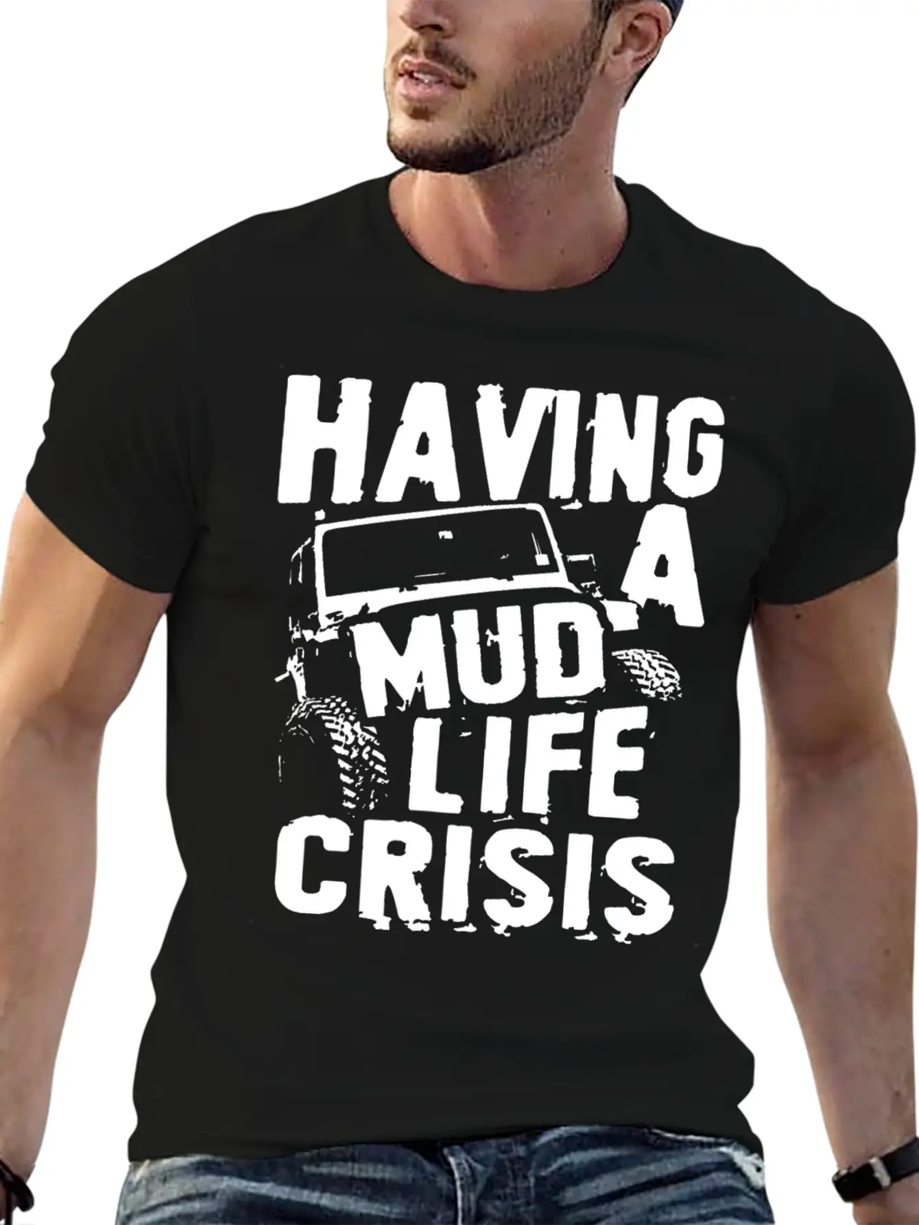 Having A Mud Life Crisis Usa 4x4 Offroading Unisex Casual T-Shirt – Clean Design For Daily Comfort
