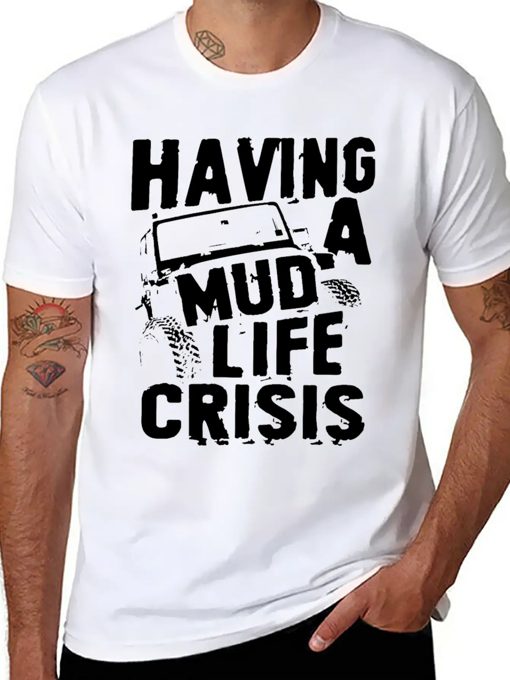 Having A Mud Life Crisis Usa 4x4 Offroading Unisex Casual T-Shirt – Clean Design For Daily Comfort