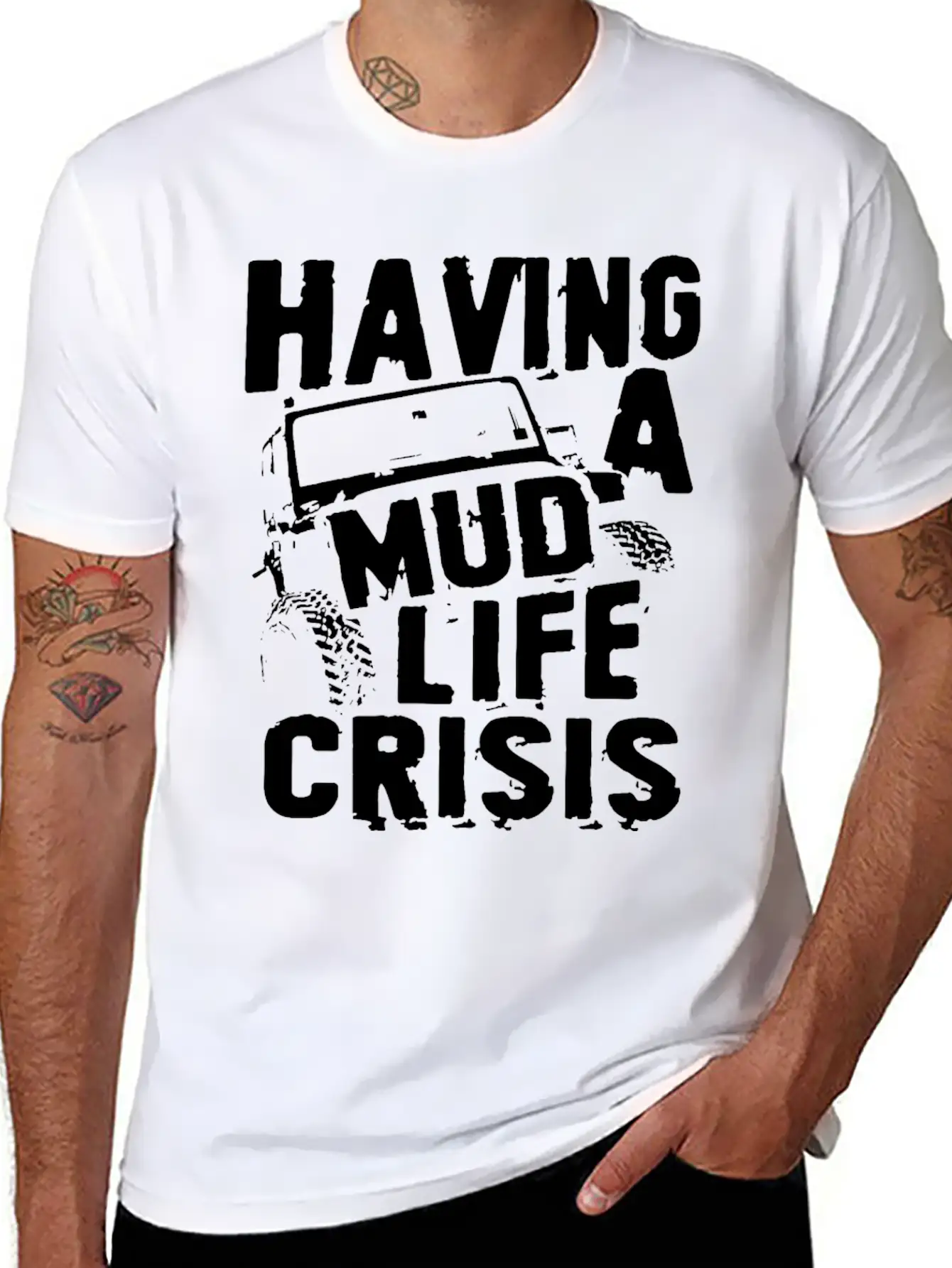 Having A Mud Life Crisis Usa 4x4 Offroading Unisex Casual T-Shirt – Clean Design For Daily Comfort