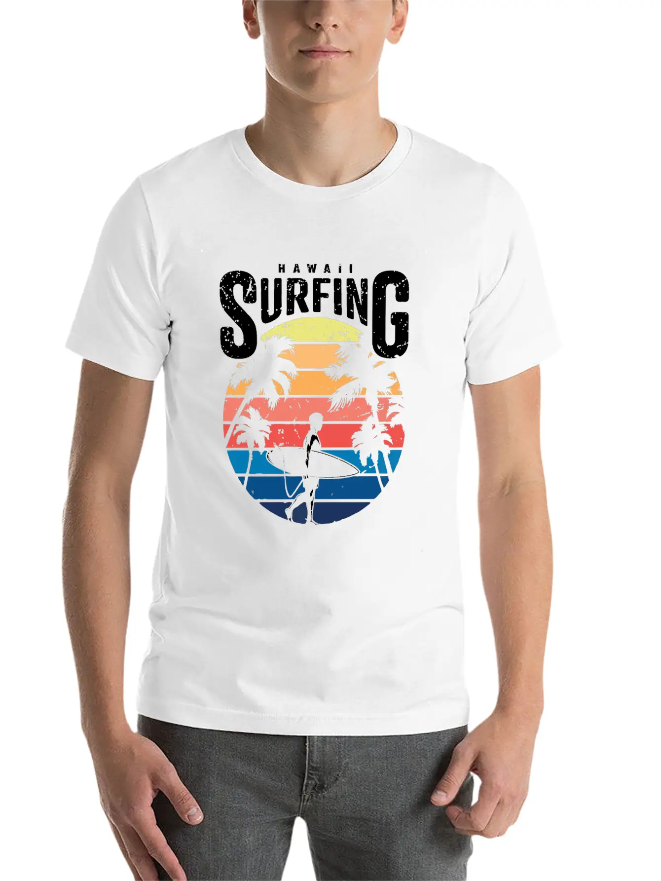 Hawaii Surfing Unisex Short Sleeve Soft Cotton T-Shirt – Casual Everyday Wear