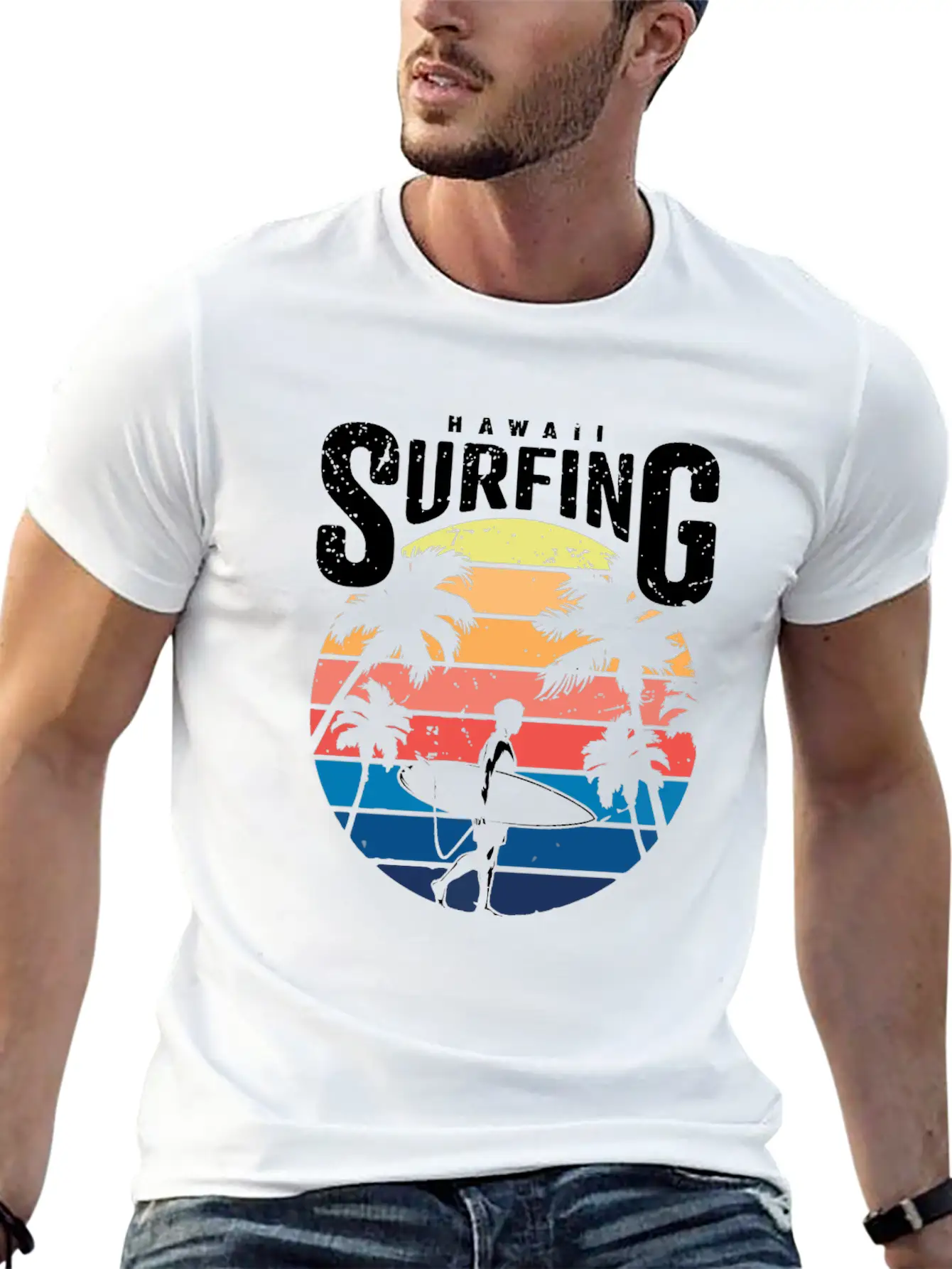 Hawaii Surfing Unisex Short Sleeve Soft Cotton T-Shirt – Casual Everyday Wear
