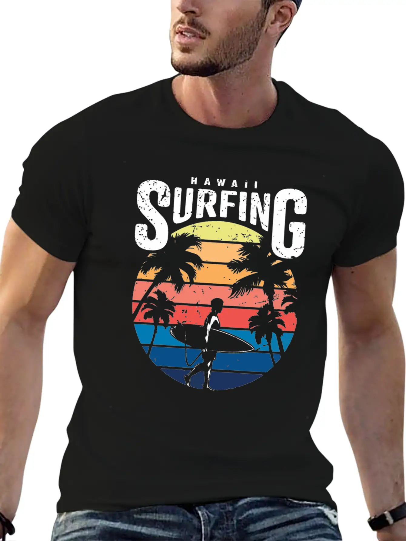 Hawaii Surfing Unisex Short Sleeve Soft Cotton T-Shirt – Casual Everyday Wear